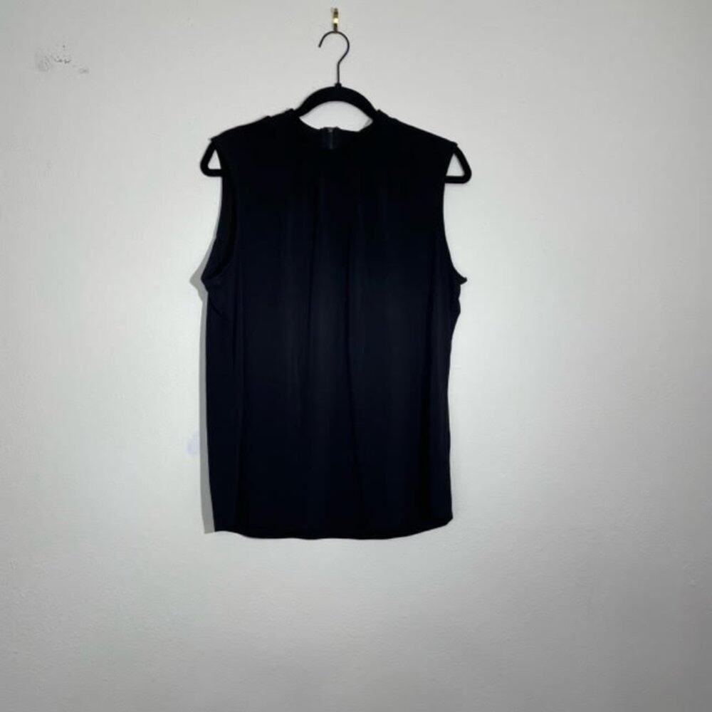 Roz & Ali Black Relaxed Fit High Neck Sleeveless Blouse Size Large